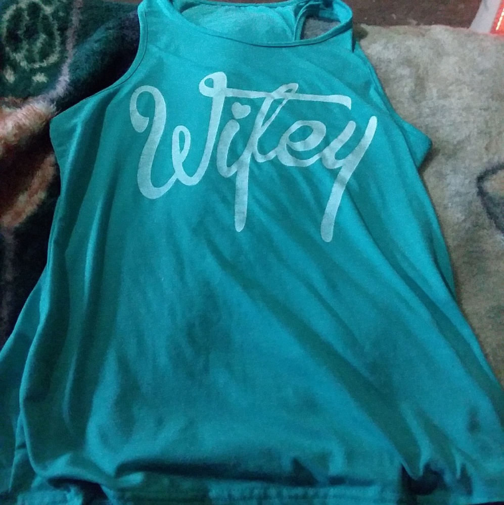 Teal racerback, with wifely spelled out in cursive
